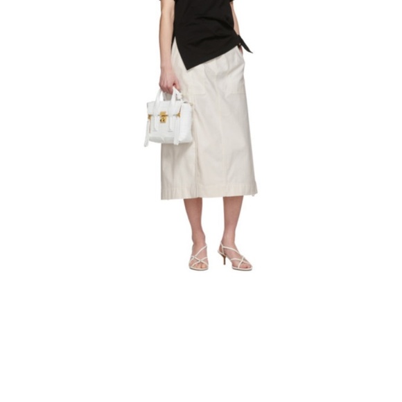3.1 PHILLIP LIM OFF WHITE BELTED CARGO POPLIN MIDI SKIRT 100% COTTON - Picture 3 of 12